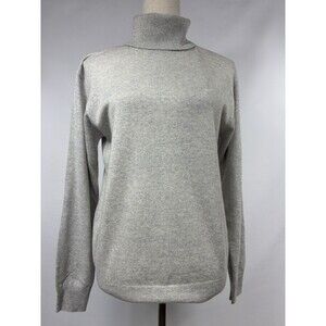 Lord & Taylor Two Ply Cashmere Blend Turtleneck Sweater Light Grey Size Medium